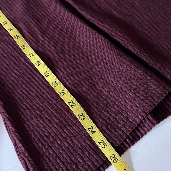 Anthropologie Avec Les Filles burgundy ribbed cardigan heart buttons sz L - Picture 13 of 13